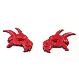 Pair Custom Head Emblems 3D Badges Replacement for TRX Ram 1500 2500 3500 Fender Badge Hellcat (Red Black)