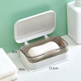 Itisyou Soap Box Portable Soap Case with Lid and Drainer, Double Layer, Easy to Clean, Lightweight, Durable for Bathroom, Kitchen, Home
