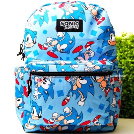 SEGA Sonic The Hedgehog 16” Large Backpack School Travel Book Bag Sega All Print New