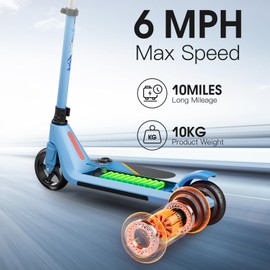 LINGTENG Children's Electric Scooter is Suitable for Children Aged 5-9, Electric Scooter for Kids, 4 Height Adjustable Scooter with Cool Rainbow Lights, 2 Adjustable Speeds, Ideal Gift for Kids