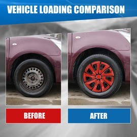 Winjet Hubcaps/Wheel Rim Covers 14 Inch Universal ABS Snap On Auto Tire OEM Style Replacement [Only Fit Iron Hub - Steel Wheel] (Set of 4, Black Lacquer & Red Lacquer)