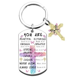 SSWPQOS Christian Bible Verse Keychain Inspirational Christian Keychain Religious Gifts for Women Baptism Gift Cross Keychains Bible Accessories Gift Religious Confirmation Gifts
