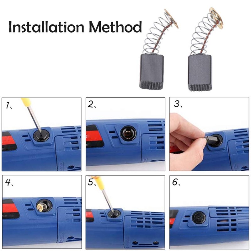 POWERTOOL Motor Carbon Brushes - 10pcs Various Size Electric Replacement