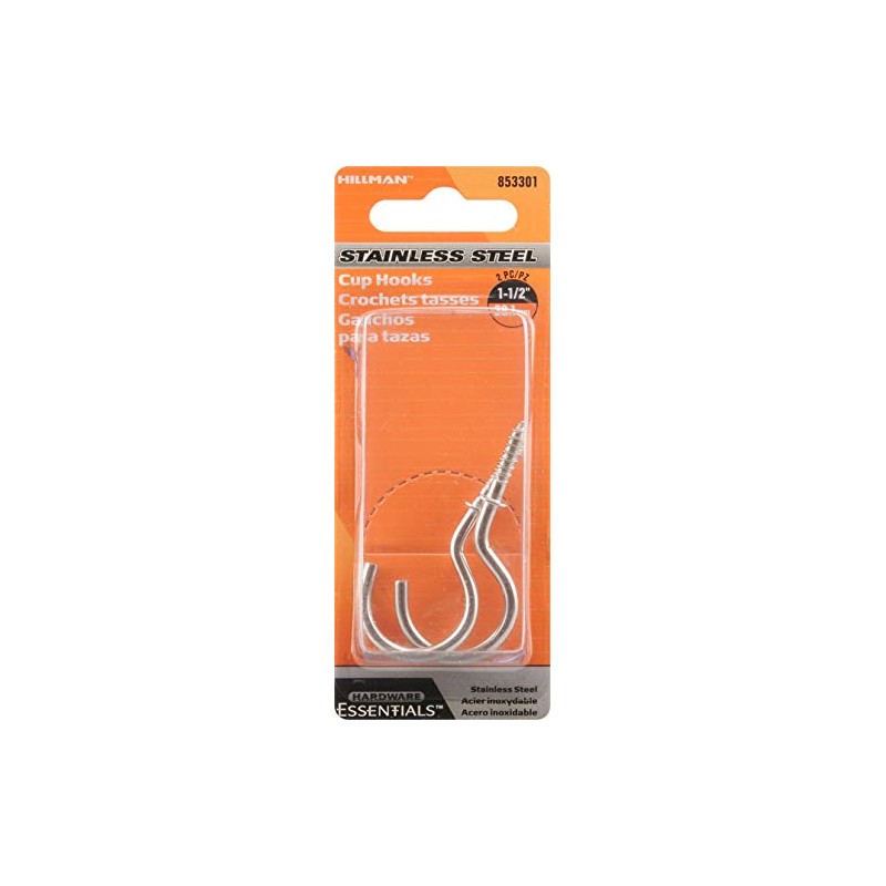 Hardware Essentials 853301 Cup Hook Stainless Steel 1-1/2" - 2