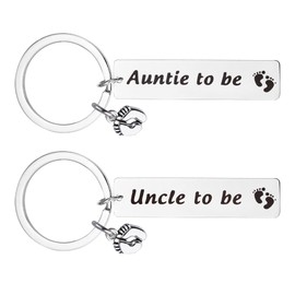 Guqqeuc Uncle Auntie to Be Keyring Gift for Uncle Auntie Baby Announcement Gifts for Auntie Uncle to Be Gifts for New Uncle Auntie Pregnancy Announcement Keyring Gifts for Uncle Aunt Auntie 2pcs