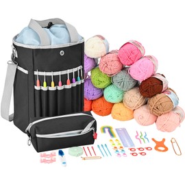 yookee home Crochet Kit for Beginners Learn to Crochet Beginner Crochet Kit for Adults Crochet Accessories Yarn for Crocheting Instruction Crochet Hooks Crochet Bag Complete Crochet Kits for Starters