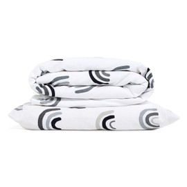 Cot Duvet Cover & Pillowcase Set – Mono Rainbow Design – Light, Breathable & Luxurious Jersey Cotton Made To Last & Designed To Fit SnüzKot Duvet