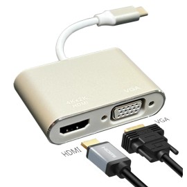 NETcom USB 3.1 Type “C” Adapter  to HDMI 4K  Female  and  VGA Female