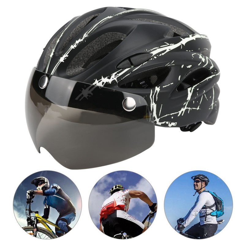 Magnetic Suction Protective Helmet with Goggles/Light for Mountain Bike Road