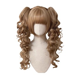 Bozu and Garya Princess Cut, Curly Hair, Lolita Wig, Twin Tails, Pattan Wig, Harajuku Style, Lolita Style, Cute Dream, GAL, Heat Resistant, Small Face, Brown Hair, Palace Style, Noble Blonde, Princess