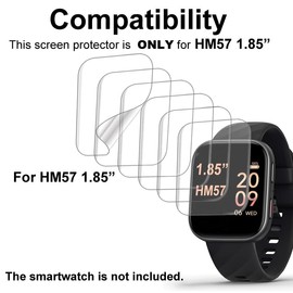 smaate Screen Protector Compatible with FITVII HM57 1.85 inches Smart Watch, Soft TPU, 6-pack, Full Coverage, Bubble Self-healing