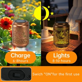 Solar Outdoor Waterproof Hummingbird Garden Decorative Lights, Outdoor Hanging Solar Lanterns, Gifts for Ladies Mom Grandma, for Patio, Deck, Backyard, Porch