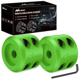 Nilight Winch Stopper for ATV UTV Truck SUV Winch Cable Hook Rubber Stopper 2 Pack Protect Towing Hook Synthetic Rope Winch Accessories Rope Line Saver with Stainless Steel Screws Allen Wrenc, Green