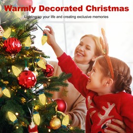 C9 LED Christmas Lights Outdoor, 50 LED 32 FT C9 String Lights for Christmas Plug-in Strawberry Bulbs Connectable UL Certified for for Indoor Outside Roofline Patio Home Xmas Decoration, Warm White