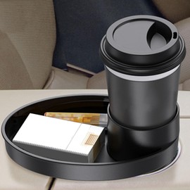 Car Seat Tray,Portable Cup Holder Snack Tray for Car Seat,Rotatable Travel Food Tray Cup Holder for Most Car Seats Stroller (Black)
