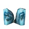 AMOYSTONE Teal / Green Agate Bookends Heavy Book Ends 1
