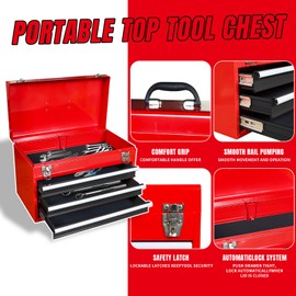 BIG RED Rolling Garage Workshop Organizer: Detachable 3 Drawer Tool Chest with Large Storage Cabinet and Adjustable Shelf, Black/Red