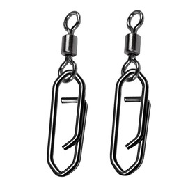 Atibin High Strength Fishing Clips Swivel Freshwater Saltwater Fishing Snaps Connector Rolling Barrel Swivels Fishing Clip Speed Change Black Nickel, 50pcs, 79lbs