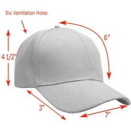 Falari Wholesale Bulk Lot 12-Pack Baseball Cap Adjustable Size Plain Blank Solid Color (12-Pack Light Gray)