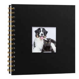 Scrapbook Linen Photo Album Memory Book 20.5 x 20.5 cm with Hard Cover White Pages Guest Baby Book for Wedding Travel Christmas (20 Sheets / 40 Pages, Black)