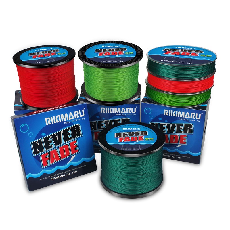 Rikimaru Never Fade 8X Braided Fishing Line 10-80LB 150-600Yds (600yds-Red,