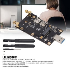 ciciglow NGFF M.2 to USB3.0 Adapter, Dual SIM Card Slot LTE Modem NGFF M.2 to USB3.0 Connector with Antennas Screws for LTE/4G/5G Module