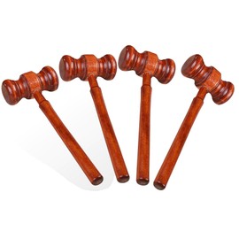 Wooden Gavel, 4 Pcs 6.7 Inch Maroon Handmade Judge Hammer for Court (4)