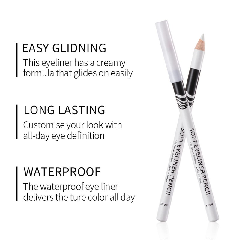 White Eyeliner Pencils, 12PCS Professional Highlighters Eye Liner Pencils Eye