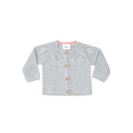 Stellou & Friends Cotton Baby Cardigan with Wooden Effect Buttons and Slanted Raglan Sleeves, gray