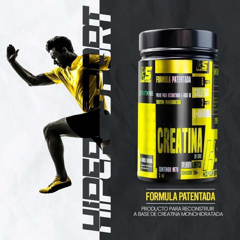 Creatina Monohidratada 1kg 200 Servicios Hiper Sport Bote