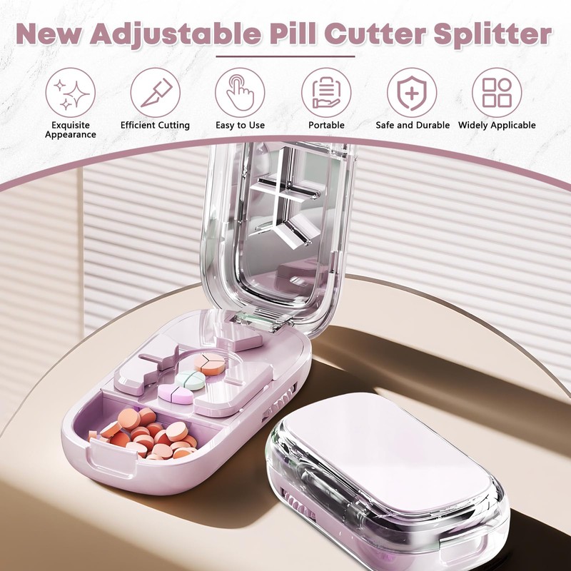 Pill Cutter, New Adjustable Pill Cutters Splitter for Small &