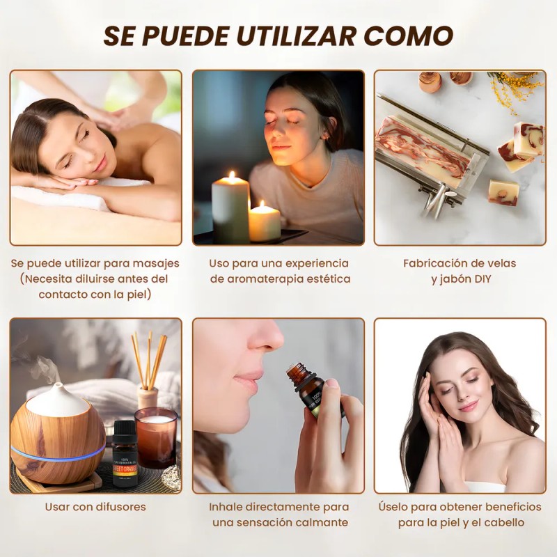 Kit De 12 Aceites Esenciales Aromaterapia 100% Puro 10ml Spa