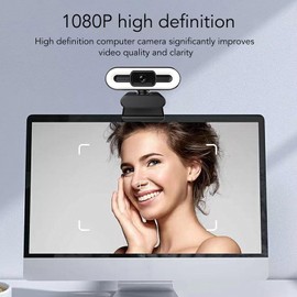 1080P Webcam with Microphones and Speaker, HD Video Conference Web Camera with Night Mode Noise Reduction Mic for Online Live Broadcasting