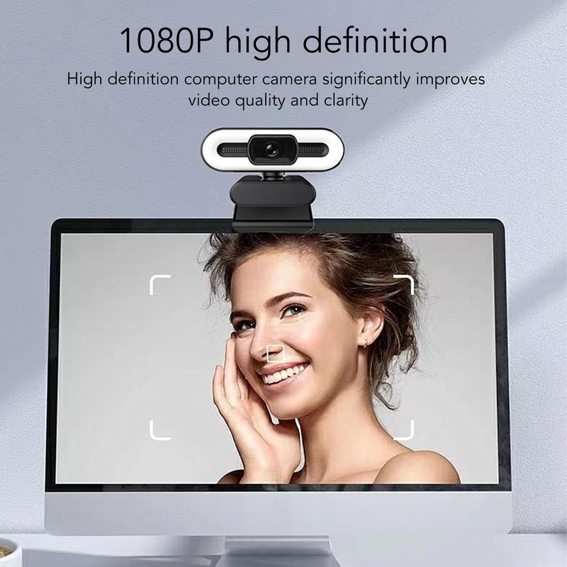 1080P Webcam with Microphones and Speaker, HD Video Conference Web