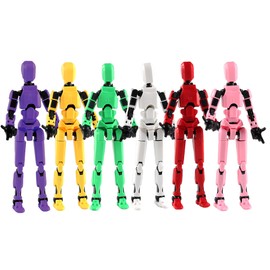 Assembly Completed One Piece Titan 13 Action Figure Lucky Robot Toys 3D Printed Multi-Jointed NECA Anime Dummy T13 Action Figures Stick Bots Stop Motion Figures(Yellow)