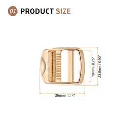 SUIKIHUM 4 Pack Metal Ladder Lock Buckle, 1" Tri-Glide Slider Buckle Adjustable, Strap Buckle Zinc Alloy for Backpack, Light Gold