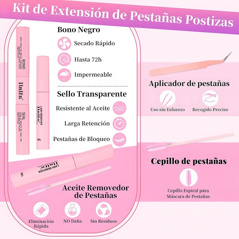 804 Kit Extension De Pestañas Maquillaje Completo Diy 9-18mm