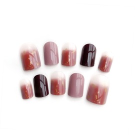 Healvian 48pcs Diy Nail Stickers Full Cover Press on Nails Fake Nails Nail Art Wear Nails Glossy False Nail Patch