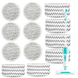 eefaYIYIFA 12 Pack Steam Mop Replacement Pads, Washable Microfiber Scrub Pads, Heat-Resistant & Highly Absorbent, Hook-and-Loop Design, Universal Fit for Standard Steam Mops