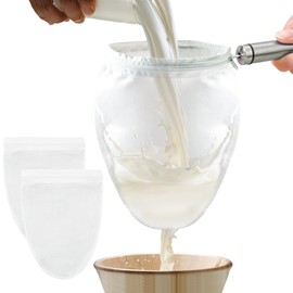 FATCAT Fine Mesh Cheese Cloth, Fine Mesh Strainer Bags, Nut Milk Bag with Stainless Steel Handle, Cheesecloth for Straining, Turkey, Cooking, Cheese, NutMilk, Juices, S