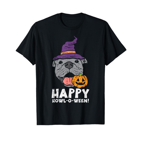 Pitbull Witch Happy Howl O Ween Pumpkin Halloween Pittie Dog