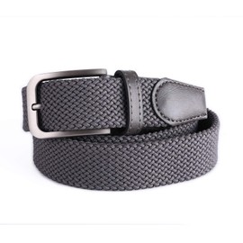 Weifert Belt for Men Braided Stretch Belt/No Holes Elastic Fabric Woven Belts(32-34" Waist, Gray)