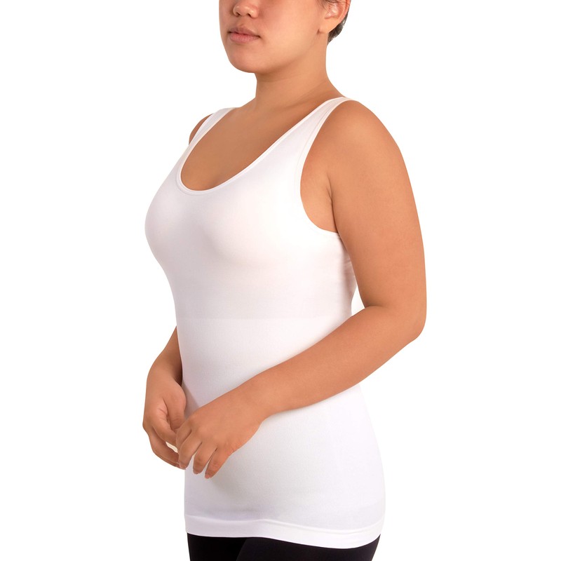 Skinnygirl Women's Scoop Neck Seamless Shaping Camisole, 3-Pack (Ondine Blush/White/Black,