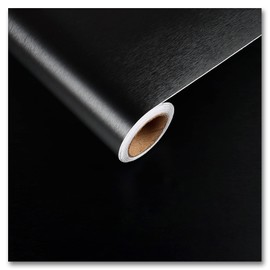 CRE8TIVE Thick Black Stainless Steel Contact Paper for Appliances Brushed Metallic Black Wallpaper Peel and Stick Heat Resistant Removable Wallpaper for Kitchen Dishwasher Fridge Oven Cabinets 12"x80"