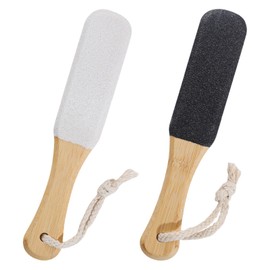 Alwodici 2 Pcs Foot Files for Hard Skin Foot Scrubber Pumice Stone for Feet with Wooden Handle and Hanging Rope Feet Scrubber Double Sided Exfoliator for Removing Calluses and Dead Skin On The Heel