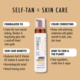 St Moriz Advanced Colour Correcting Tanning Mousse in Ultra Dark | With Hyaluronic Acid, Vitamin B5 & Advanced Skin Care Benefits | Adds Warmth To Deep Skin Tones | Fast-Drying Vegan Fake Tan | 200ml