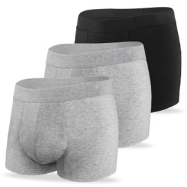 REELINDRY Incontinence Underwear for Men Leak Proof High Absorbency 2.3 oz Bladder Control Urine Protection Boxer Briefs Washable Reusable 3 Pack (1 Black-2 Light Gray, M)