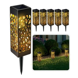 humpun Solar Lights Outdoor Garden, 6 Pack Warm White Pathway Lights, IP65 Waterproof with Auto On/Off and Motion Sensor, Solar Garden Ornaments for Yard, Patio, Balcony, Landscape