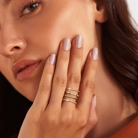 Nelytiya 4 Pcs Gold Rings For Women Adjustable Stackable Ring Set 18k Gold Plated Shiny Cubic Zirconia Thumb Ring