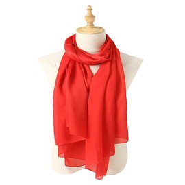 Bellonesc Silk Scarf 100% silk Long Lightweight Sunscreen Shawls for Women, Rojo, Talla única